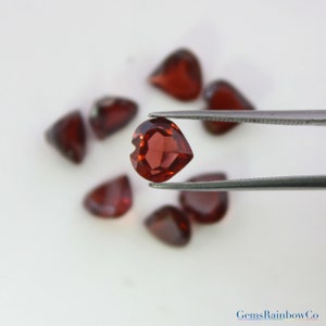 Garnet Natural Heart Faceted Loose gemstone, Red Indian Garnet 4mm, 5mm, 6mm, 7mm and 8mm AA Quality, Gems For Jewelry.