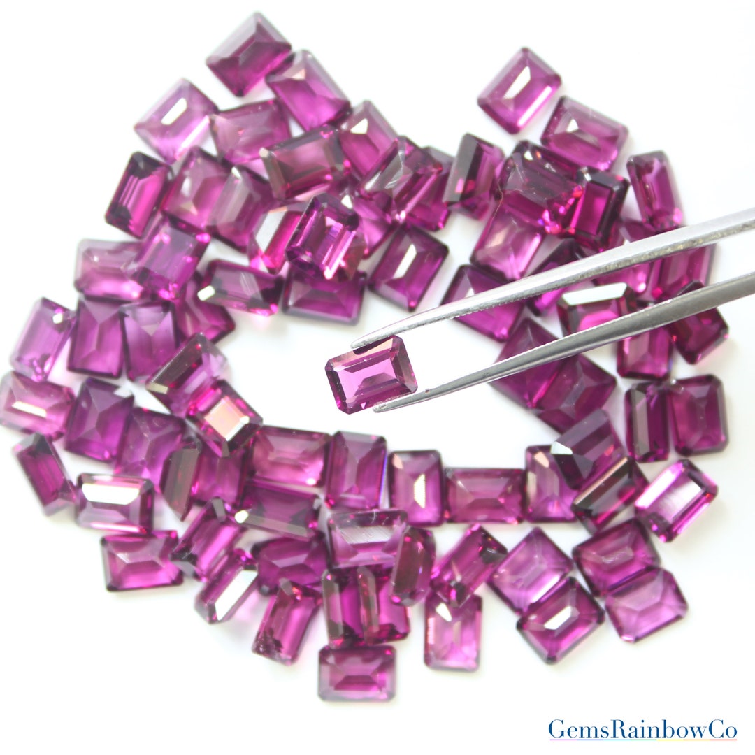Pink Rhodolite Garnet 7x5mm, 8x6mm Octagon Faceted Loose Gemstone, Rare ...
