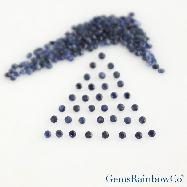 Natural Blue Sapphire Round 0.8 mm to 1.5 mm Faceted Loose gemstone AAA Quality image 1