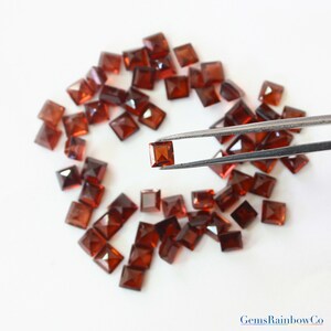 Red garnet Genuine 5 mm Square Faceted Loose gemstone AAA Quality, Red Indian Garnet Gemstone For Jewelry Making.