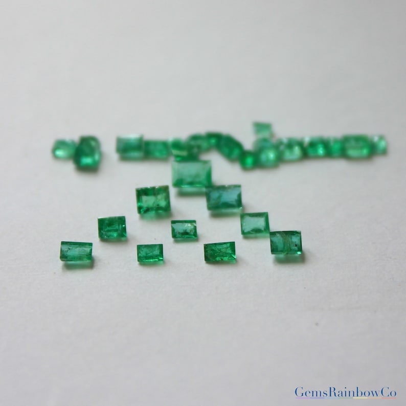 Random Shape Rectangle Natural Emerald Baguette 2x1.5mm to 4x3mm Faceted Loose Gemstones ...