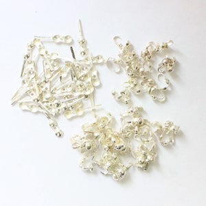 Crimp Bead Tips Silver Plated, Single Loop Silver Clamshell Knots Cover, necklace end tip, available in lots.