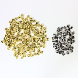 Sterling zilveren madeliefjeskraal, 3,5 mm en 4 mm, set van 25 stuks, Bali zilveren spacer, afwerking in zilver en goud.