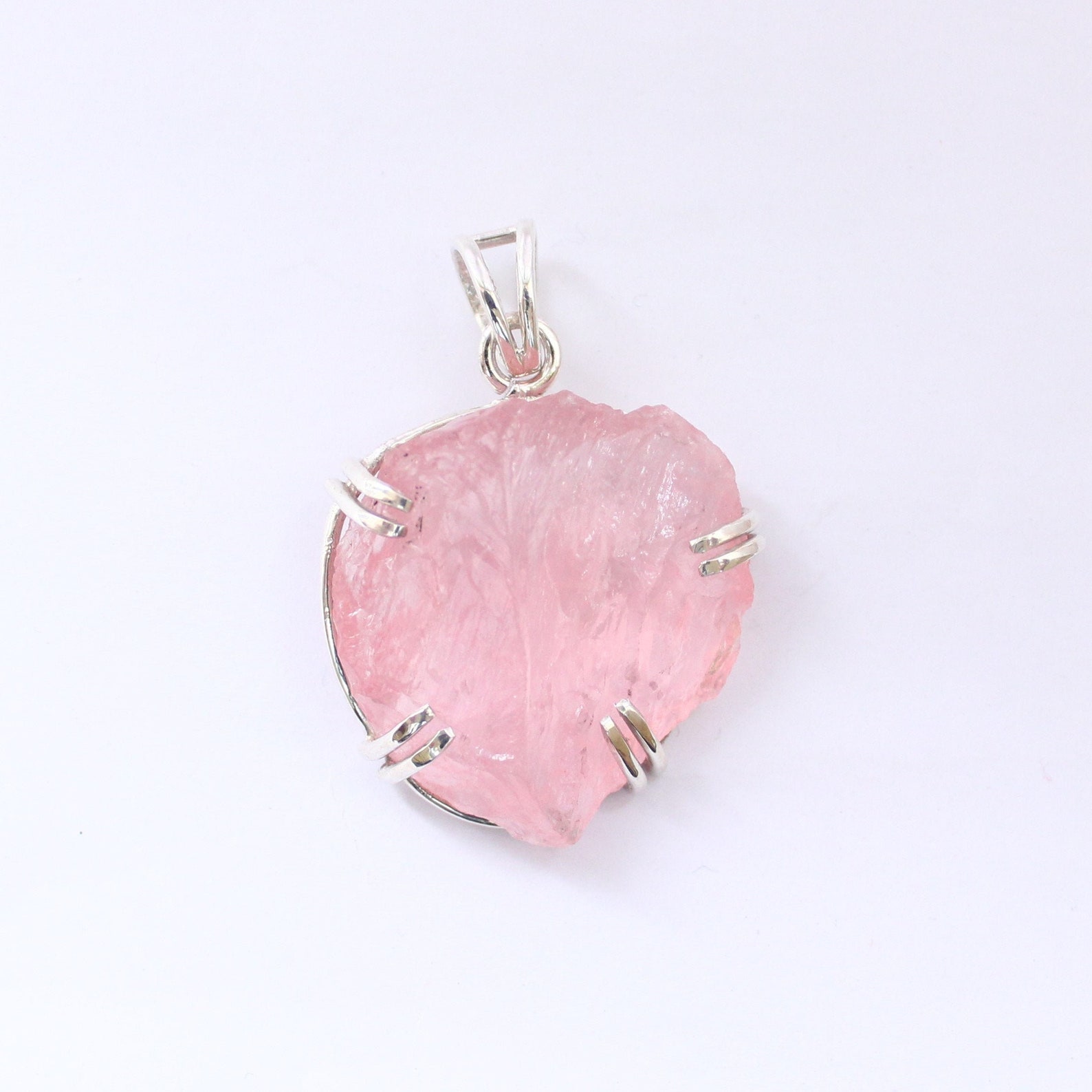 Rose Quartz Heart Pendant 925 Sterling Silver Heart Shape | Etsy