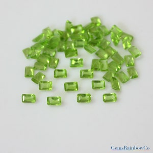 Natural Peridot Emerald cut Octagon Faceted Loose gemstone In Size 5x3 mm, 6x4 mm and 7x5 mm AA Quality, Gemstone For Jewelry, clearance.