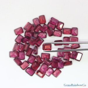 Red Rhodolite Garnet 7X5mm and 6x4mm Octagon Faceted Loose Natural Gemstone, A quality, available in lots.
