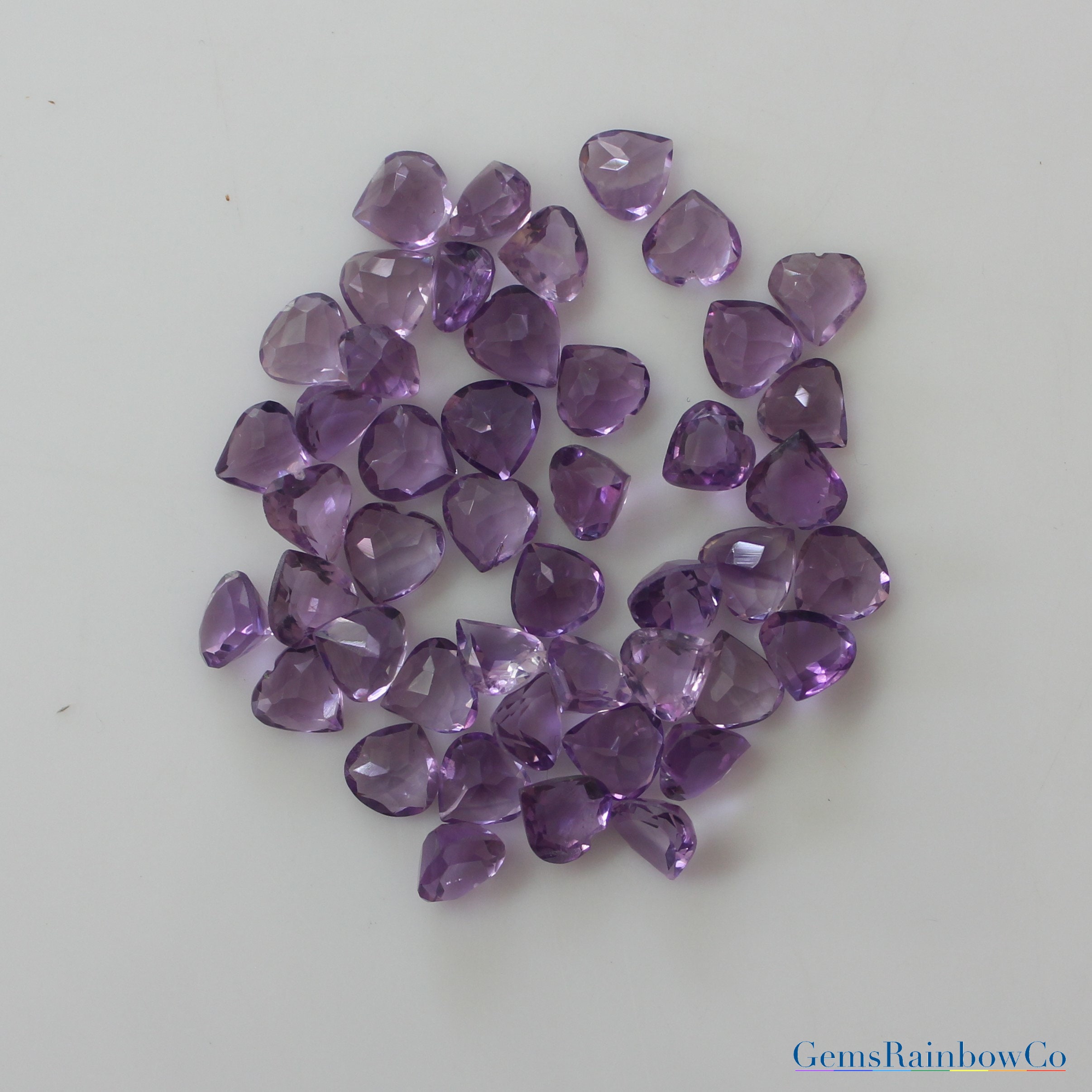 【やま】ライトカラーアメジストのかばちゃん形オルゴナイト☆他７点 ナチュラル ライト パープル カラー アメジスト ハート ファセット 5mm