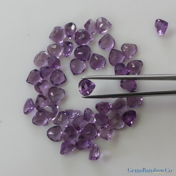ナチュラル ライト パープル カラー アメジスト ハート ファセット 5mm