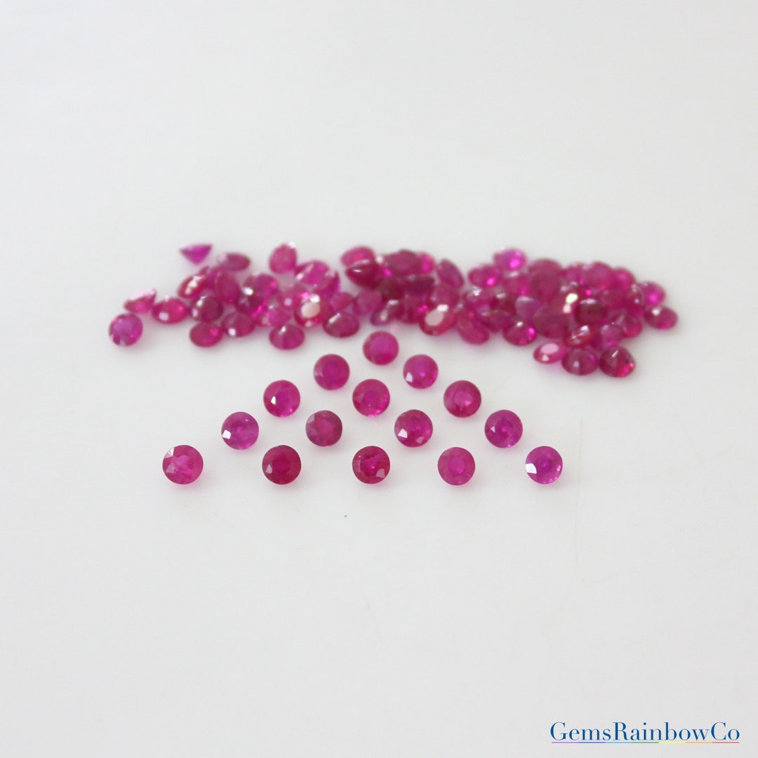 Natural Ruby Cut From Burma Rough, Round Faceted Loose Gemstone AA ...