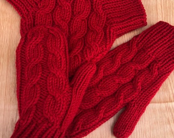 Red Couples mittens, Knit lovers gloves, Valentine's Day gift for lovers, Christmas gift