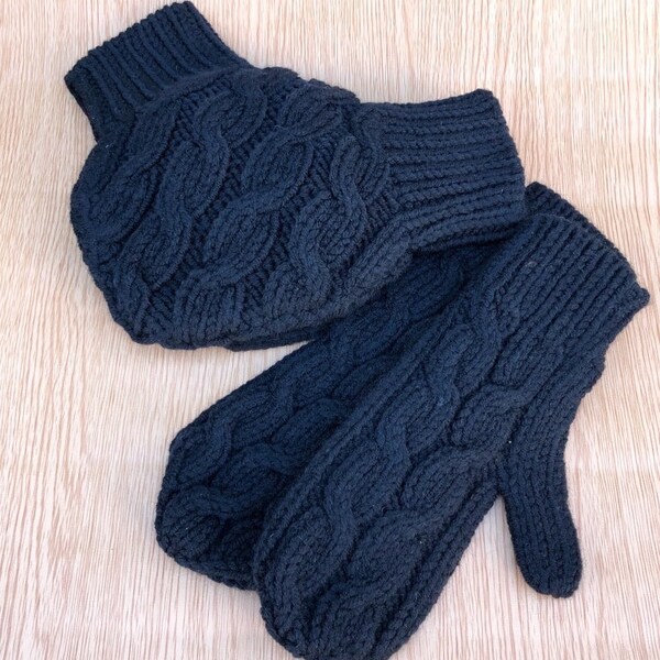 Black Couples mittens, Knit lovers gloves, Valentine's Day gift for lovers, Christmas gift