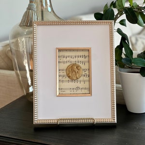Jesus And Lamb Intaglio Mounted On Vintage Hymn Wall Hanging, Custom Christian Art, Christian Sheet Music Lord Is My Rock, Gospel Miracle