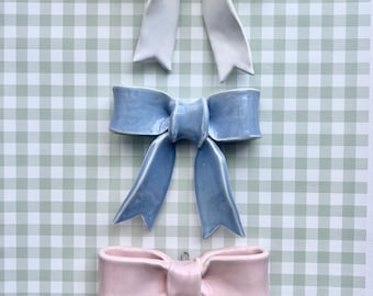 Ceramic Bow Wall Art, Bow Nursery Decor, Decorative Bow, Coquette Nursery Decor, Handmade Ceramic Bow, Gift For Baby Girl, Bow For Baby Girl