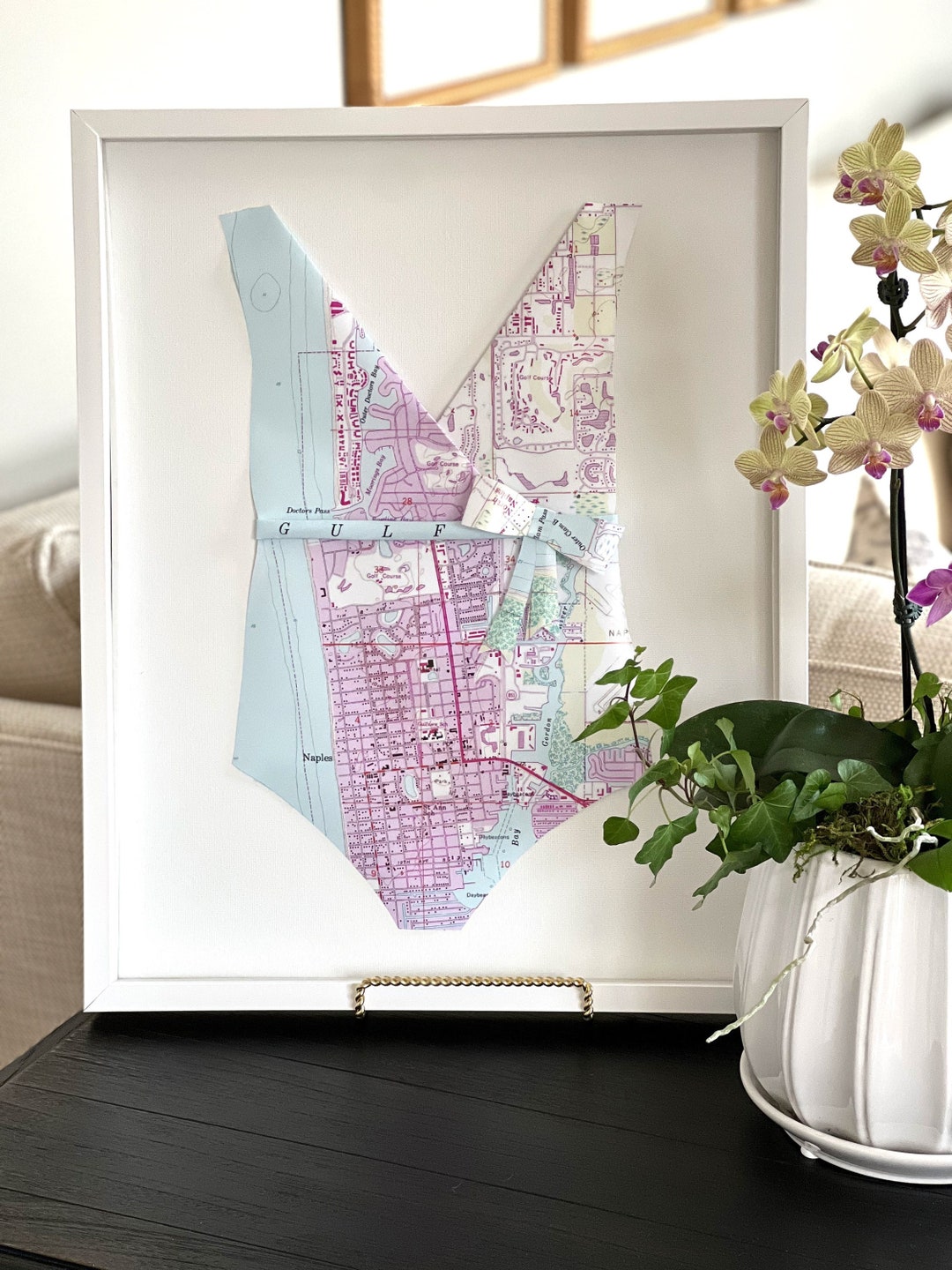 Naples Florida Wall Art, Florida Bathing Suit Wall Hanging, Map Swim