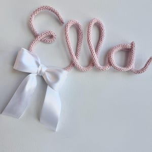 Custom Knit Name, Knitted Wire Word, Personal Bow Name, Nursery Bookshelf, Hospital Name Sign, Newborn Name Sign, Kid Door Decoration