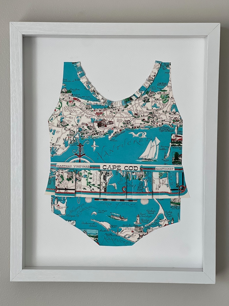 Cape Cod Map Bathing Suit Wall Art Coastal Nursery Decor Etsy