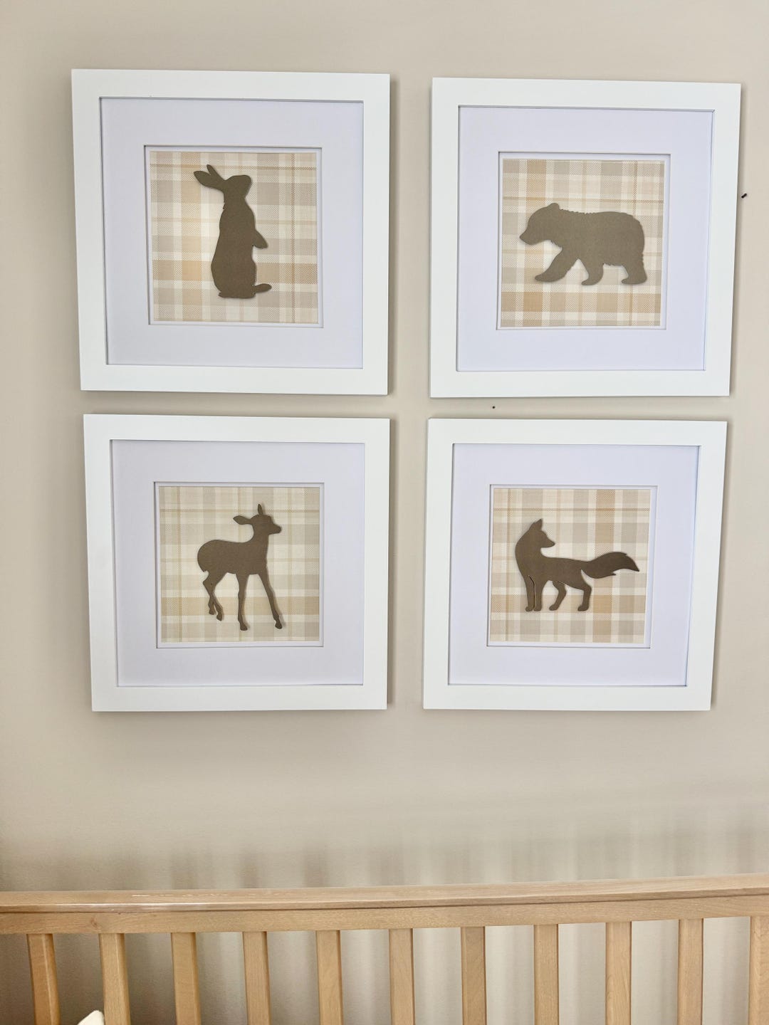 Woodland Animal Set of 4 Wall Art, Boy Nursery Forest Animal Art ...