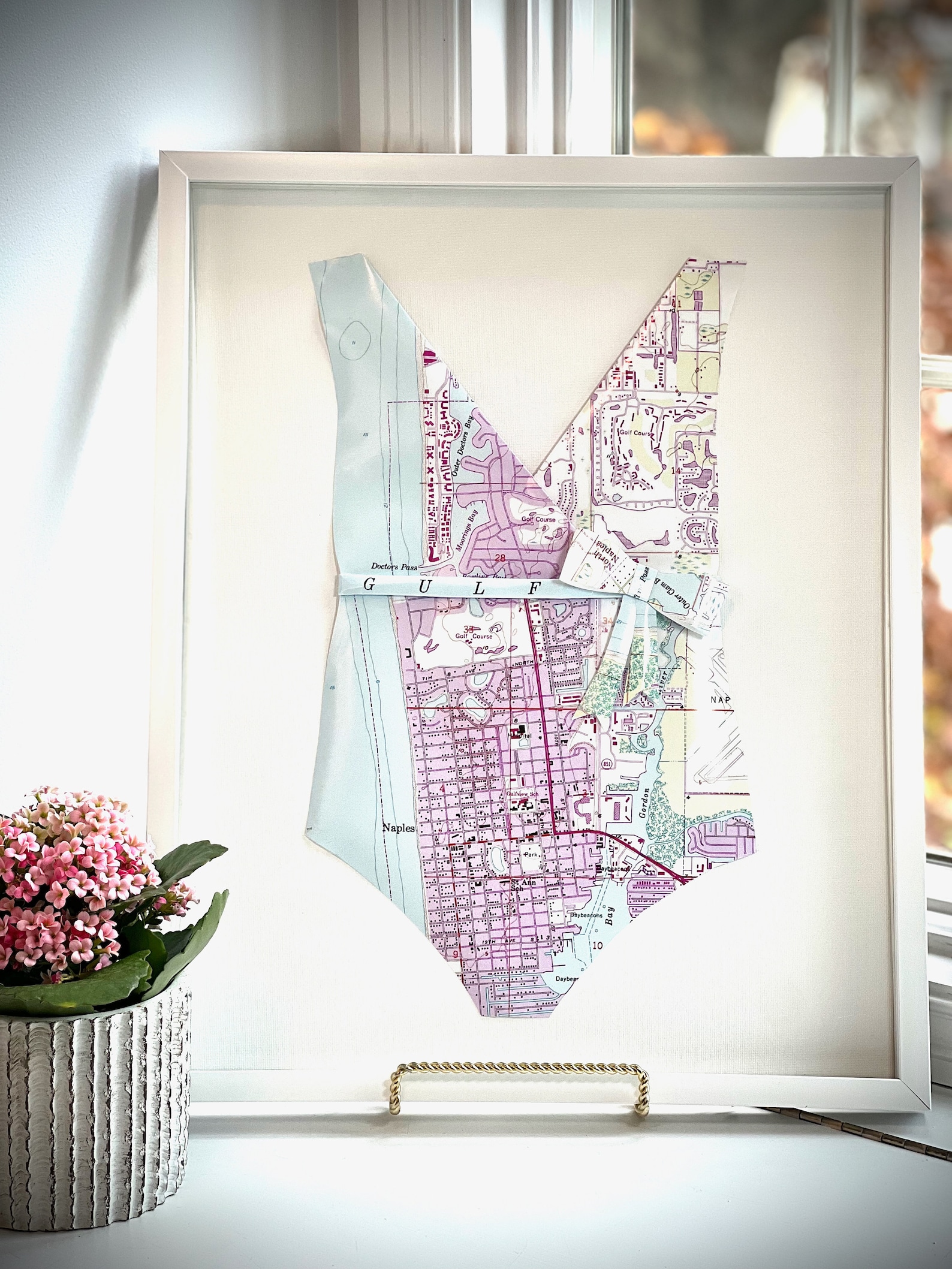 Naples Florida Wall Art, Florida Bathing Suit Wall Hanging, Map Swim