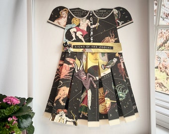 Astrología imprimir papel vestido arte de la pared, arte del zodíaco, lector del horóscopo, regalo amante de la astrología, regalo del bebé de Acuario, vestido de la carta de astrología