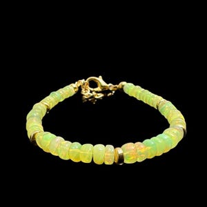 Yellow Opal Beaded Bracelet - Handmade Gemstone Jewelry - For Boys and Girls