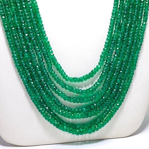 AAA Quality Natural Emerald Strand, Micro Cut Faceted Beads Strand, For Jewelry Making Beads, For Necklace and Bracelet