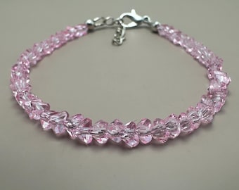 Pink Topaz Uncut Beads Bracelet, 925 Sterling Silver Jewelry For Women
