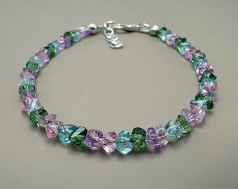 Topaz Multi Color Beads Bracelet, Uncut Gemstone Beads, Handmade Sterling Silver Jewelry