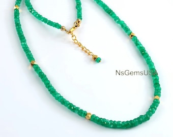 AAA Zambian Emerald Necklace: Genuine Faceted Beads, Handmade Necklace