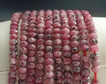 Faceted Ruby Zoisite Beads: AAA Gemstone String, 4mm Roundel