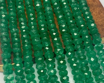 Top Quality Emerald Smooth Rondelle Beads, Faceted Emerald Bead, AAA Quality Emerald Loose Beads, Smooth Roundel, Emerald Beads, Jewelry Use