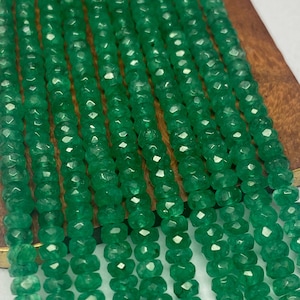 Top Quality Emerald Smooth Rondelle Beads, Faceted Emerald Bead, AAA Quality Emerald Loose Beads, Smooth Roundel, Emerald Beads, Jewelry Use