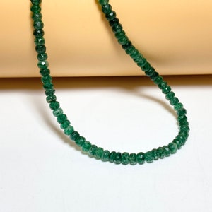 AAA Natural Emerald Strand, Faceted Emerald Beads Strand, Polished Rondle Shape Drilled Strand, For Jewelry Making, Necklace Use