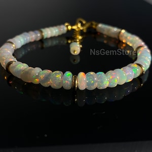 Genuine Ethiopian Opal Beaded Bracelet: AAA Grade Fire Opal Jewelry