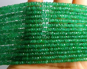 AAA Quality Natural Emerald Faceted Beads Strand, 4MM Jewelry Making Beads, Girls and Women Jewelry Use, Natural Gemstone