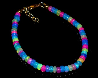 Ethiopian Opal Beaded  Bracelet | Natural Multi Opal Jewelry | Handmade Gemstone Bracelet | October Birthstone | gift for her