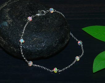 Opal Chain Bracelet, Elegant Chain Bracelet for Women, Handmade Minimal Jewelry, Classic Gift For Women
