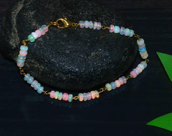 Elegant Opal Beaded Bracelet for Women | Handmade Minimalist Jewelry | Adjustable Fashion Bracelet