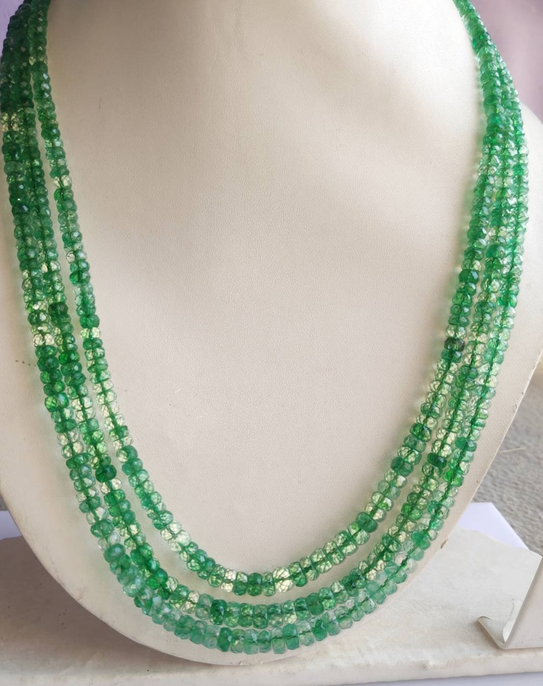 AAA Natural Faceted Emerald Gemstone 1 Strand Beautiful Natural Emerald Necklace