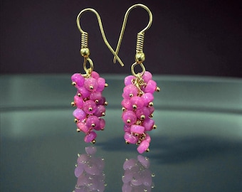 Pink Opal Dangle Earrings: Sterling Silver Handmade Jewelry