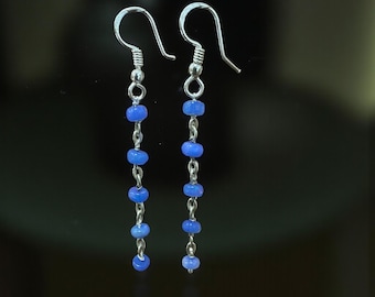 Paraiba Opal Perlen Ohrringe: 925 Sterling Silber, handgemacht