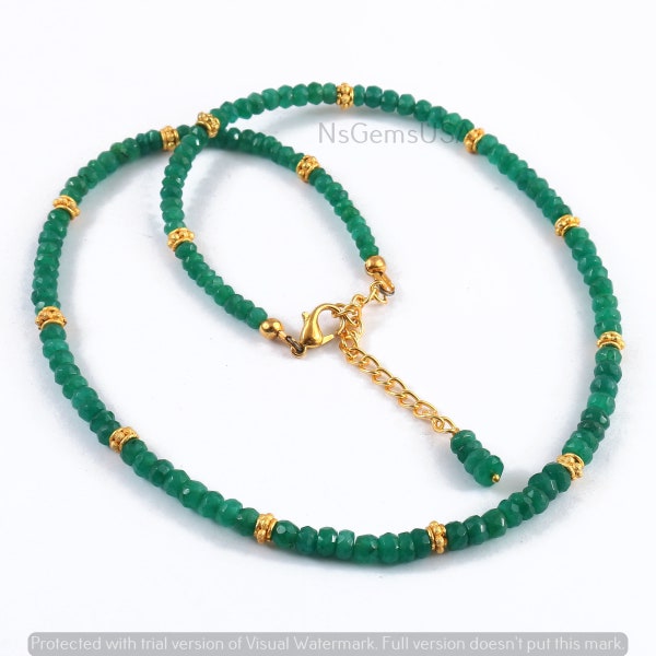 Collier émeraude AAA, collier émeraude micro-facettes, collier fait main émeraude zambienne, pour femme et fille, cadeau