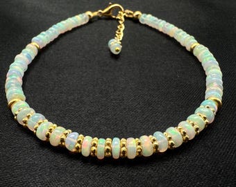 Genuine Ethiopian Opal Bracelet | AAA Rainbow Fire Gemstone Beads