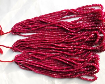 Faceted Ruby Rondelle Beads: Natural Corundum Gemstone Strand