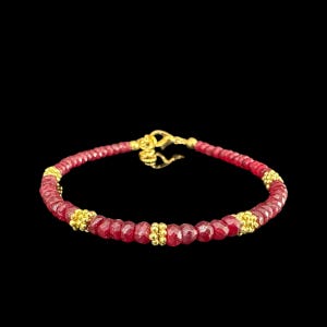 Bracelet de perles rubis AAA - Bracelet de perles rubis naturelles, Bracelet de perles rubis de qualité supérieure, Bracelet de perles rubis rouges, article cadeau