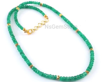 AAA Zambian Emerald Beaded Necklace: Handmade Gemstone Jewelry