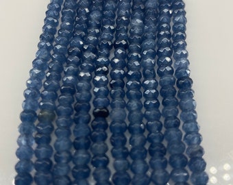 AAA Blue Sapphire Faceted Rondelle Beads: 4mm Jewelry Making Supplies, 14 Inch Strand