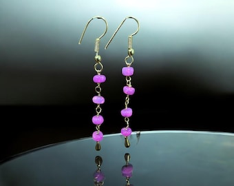 Pink Opal Earrings, 925 Sterling Silver Dangle Beads, Handmade Jewelry