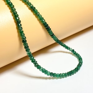 Natural Emerald Beaded Polished Necklace, Zambian Handmade Necklace, Gift Necklace, For Mother and Girls, Birthstone Necklace
