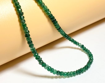 Natural Emerald Beaded Polished Necklace, Zambian Handmade Necklace, Gift Necklace, For Mother and Girls, Birthstone Necklace