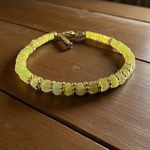 Natural Opal Beads Bracelet - Yellow Ethiopian Opal Beaded Bracelet - Handmade Gemstone Jewelry - Gift Bracelet